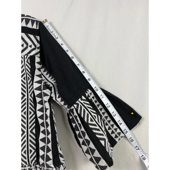 Grace + Karma Dress Women L Black White Tribal Geometric Boho Tiered Southwest - Picture 8 of 10